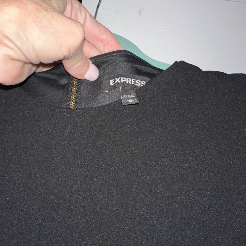 Express Black Midi Dress with Bow Belt Detail - Picture 2 of 4